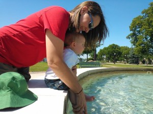 First time playing in the fountain!