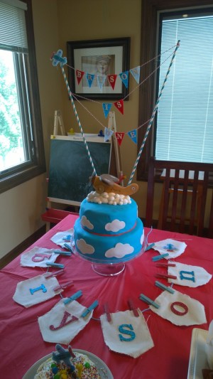 That banner didn't work out as planned - too top-heavy. So it became a cake accent!