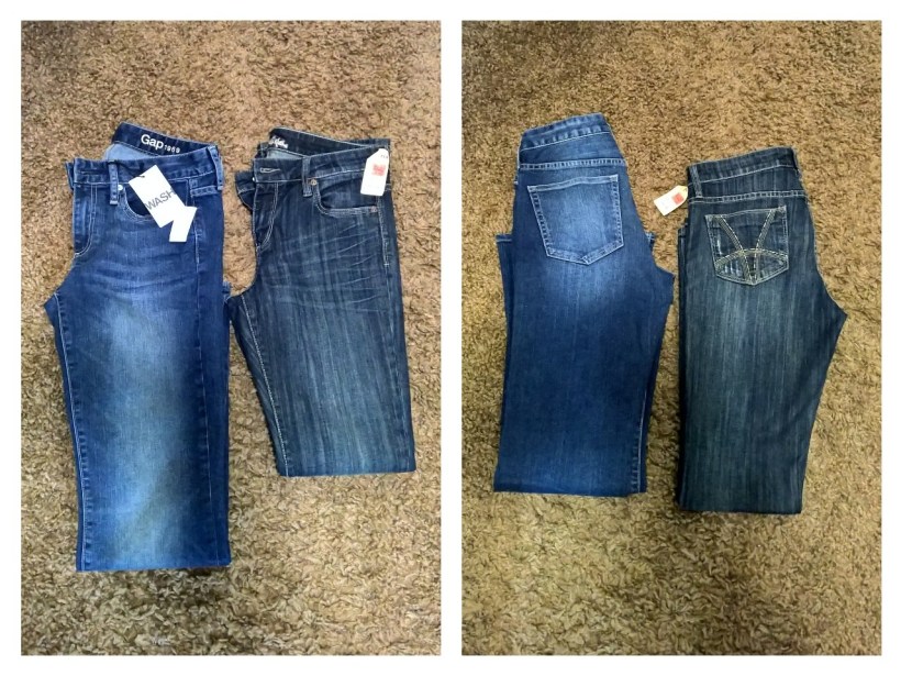 Side by side, front and back. G.ap on your left, Kut from the Kloth on your right